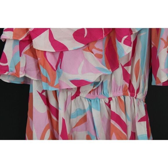 Andree By Unit Multicolor One Shoulder Ruffle Elastic Waist Peplum Hem Size S... - Picture 3 of 8